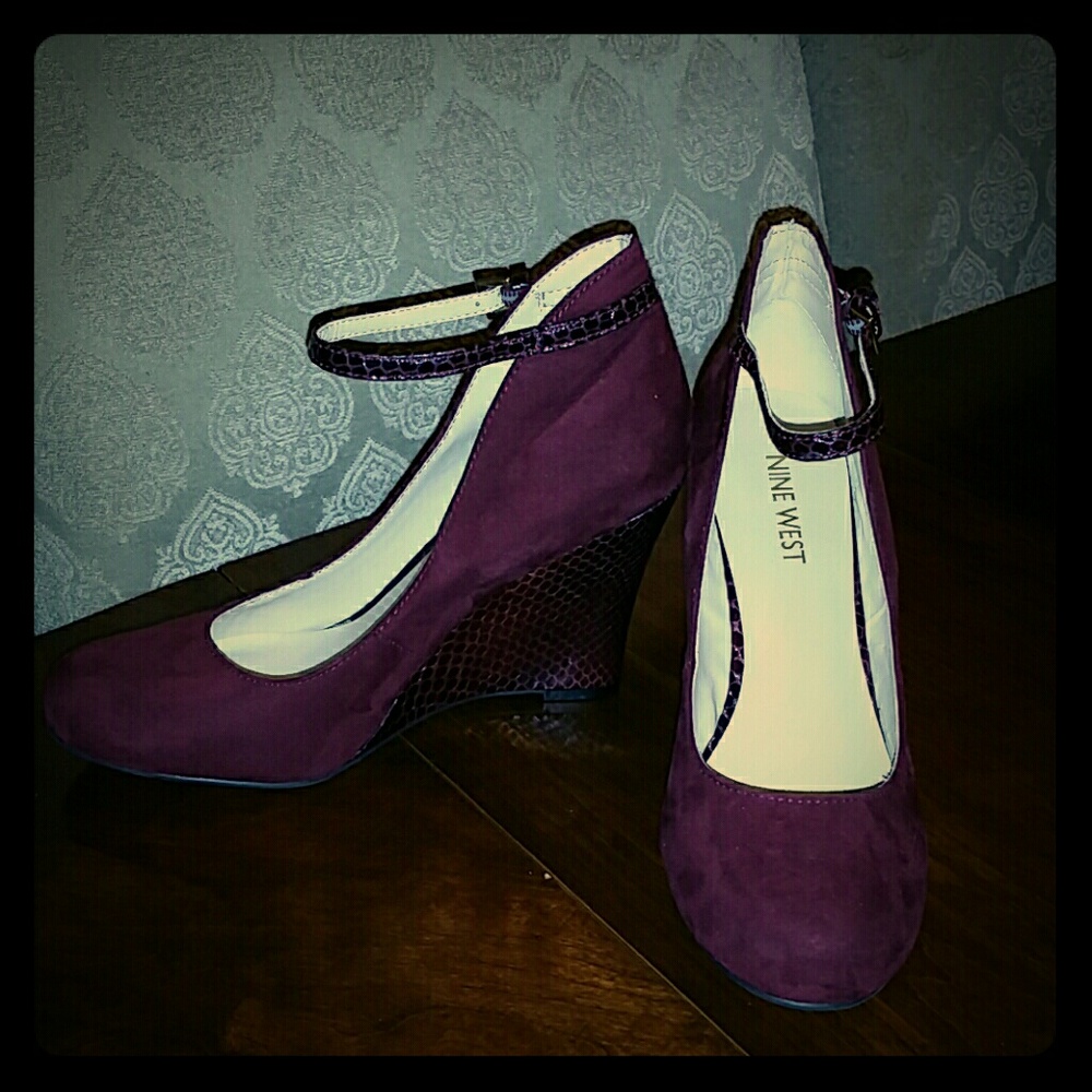 Nine West Plum Ankle Strap Wedges